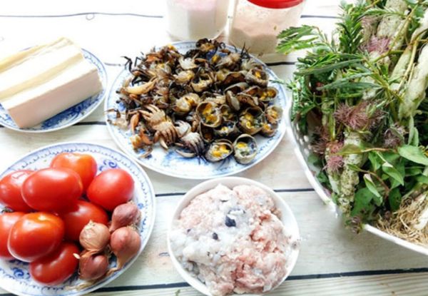 Nguyên liệu làm bún riêu cua